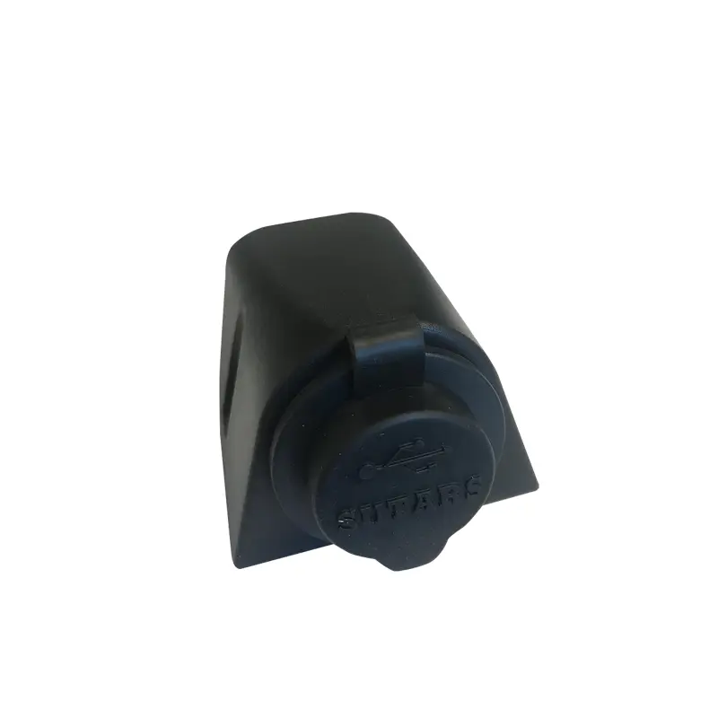 USB-uttag, utanpåliggande, med belysning. Svart.
