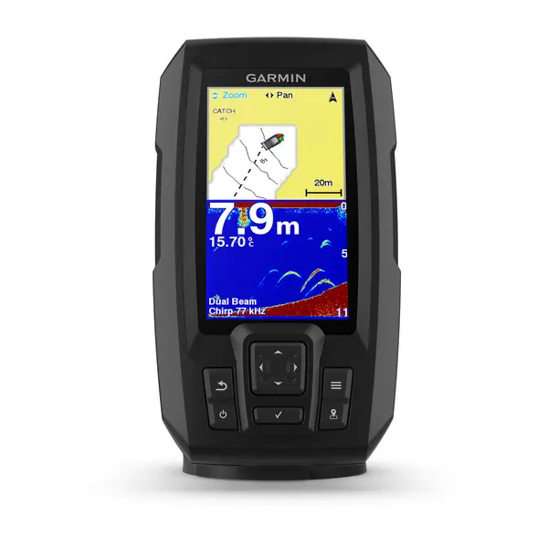 Garmin Striker Plus 4 med akterspegelsgivare D/T 77/200kHz 4pin