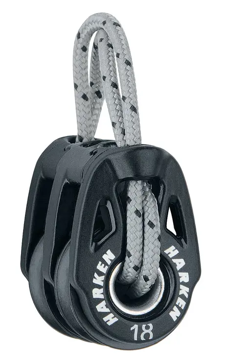 Harken dubbelblock med linfäste 18/5mm