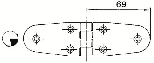 Dörr-/luckgångjärn 69+69x38 mm RF