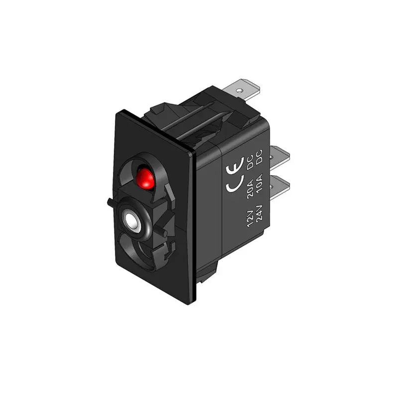 Strömbrytare (On)-Off-(On) med LED-diod