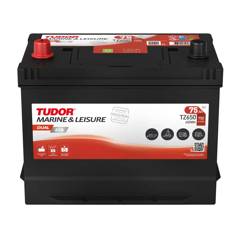 Tudor/Exide marin/startbatteri 75Ah EFB, 12V