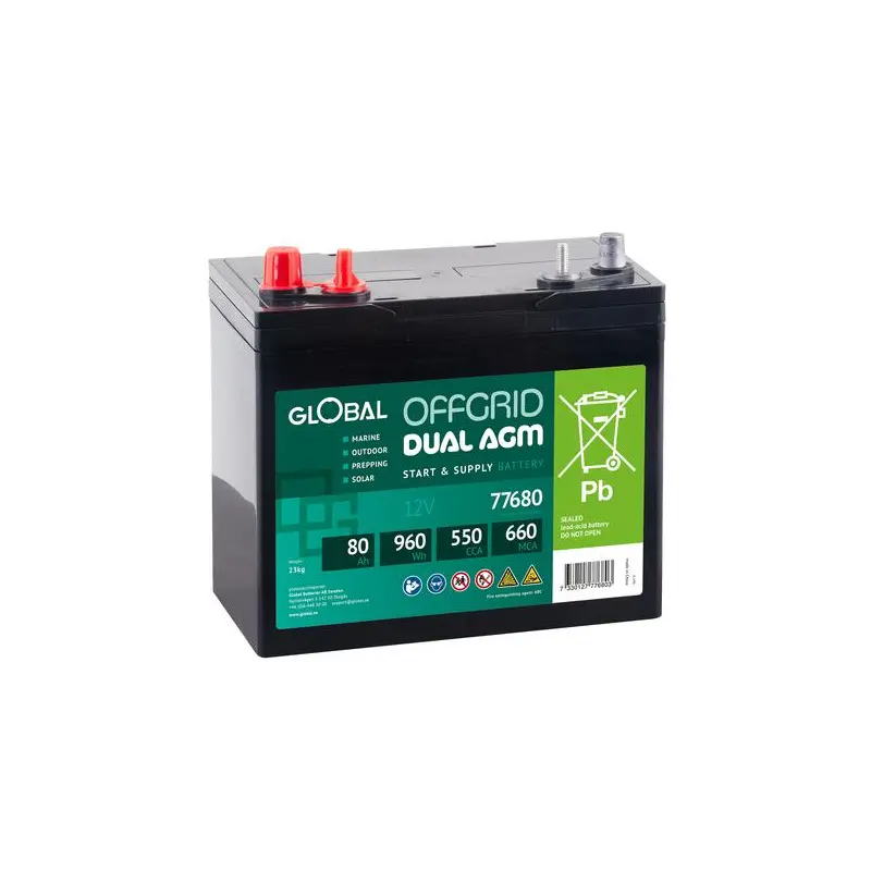 Product Image for Marinbatteri -  80 Ah Agm Dual Global - Båtbatteri