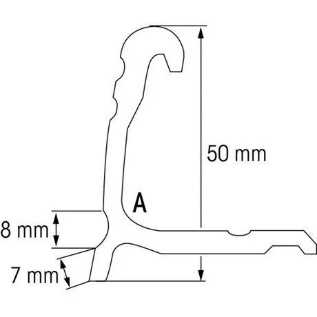 Relingslist aluminium 6m