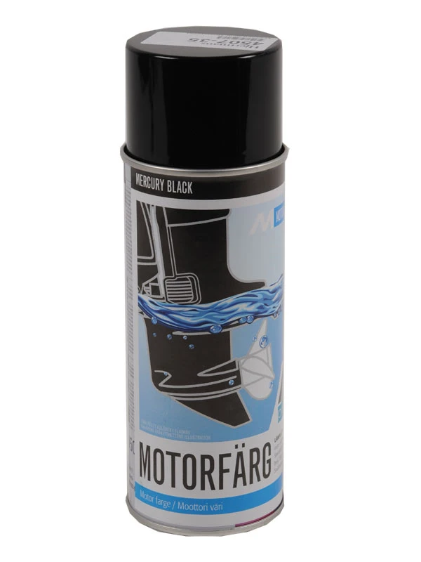 Motorfärg spray Mercurysvart