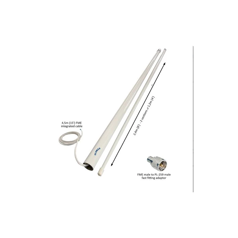 VHF-antenn motorbåt 2,4m Vit