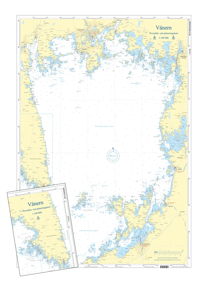 Vänern Översiktskort, falsat (vikt till A4-format)