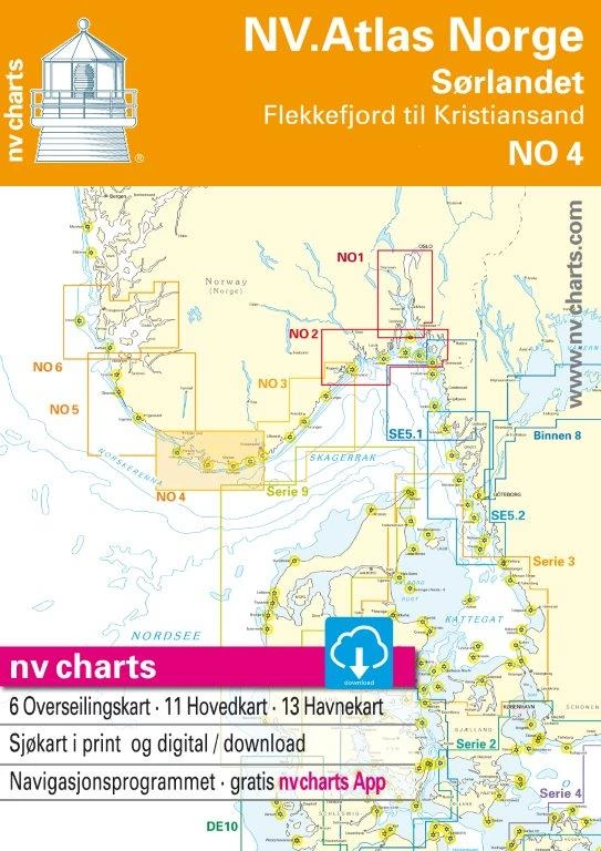 NO 4 NV.Atlas Norge Sørlandet Vest - Flekkefjord till Kristiansand