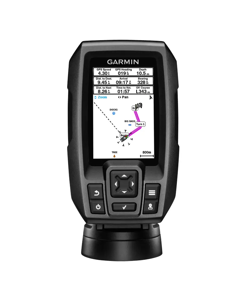 Garmin Striker 4, GPS/waypointkarta, sedd framifrån